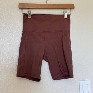 Athleta Brown Bike Shorts High-Waisted Stretch
